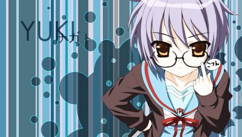 Suzumiya haruhi no yuutsu, nagato yuki, девушка, школьная форма, очки