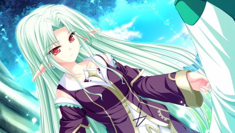 Tenmaso, magus tale, застольная сентиментальность, девушка, эльф, зеленые волосы
