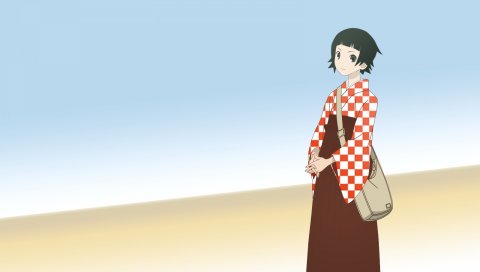 Прощальный мрачный сенсей, tsunetsuki matoi, девушка, поза, сумка