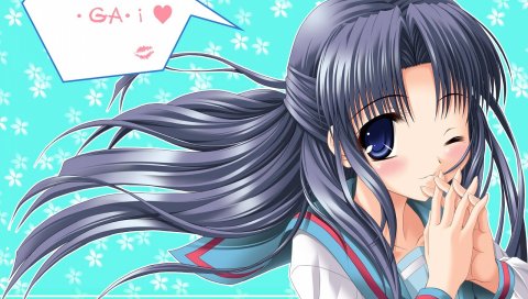 Suzumiya haruhi no yuutsu, asakura ryouko, мягкая красавица, девушка, подмигивание