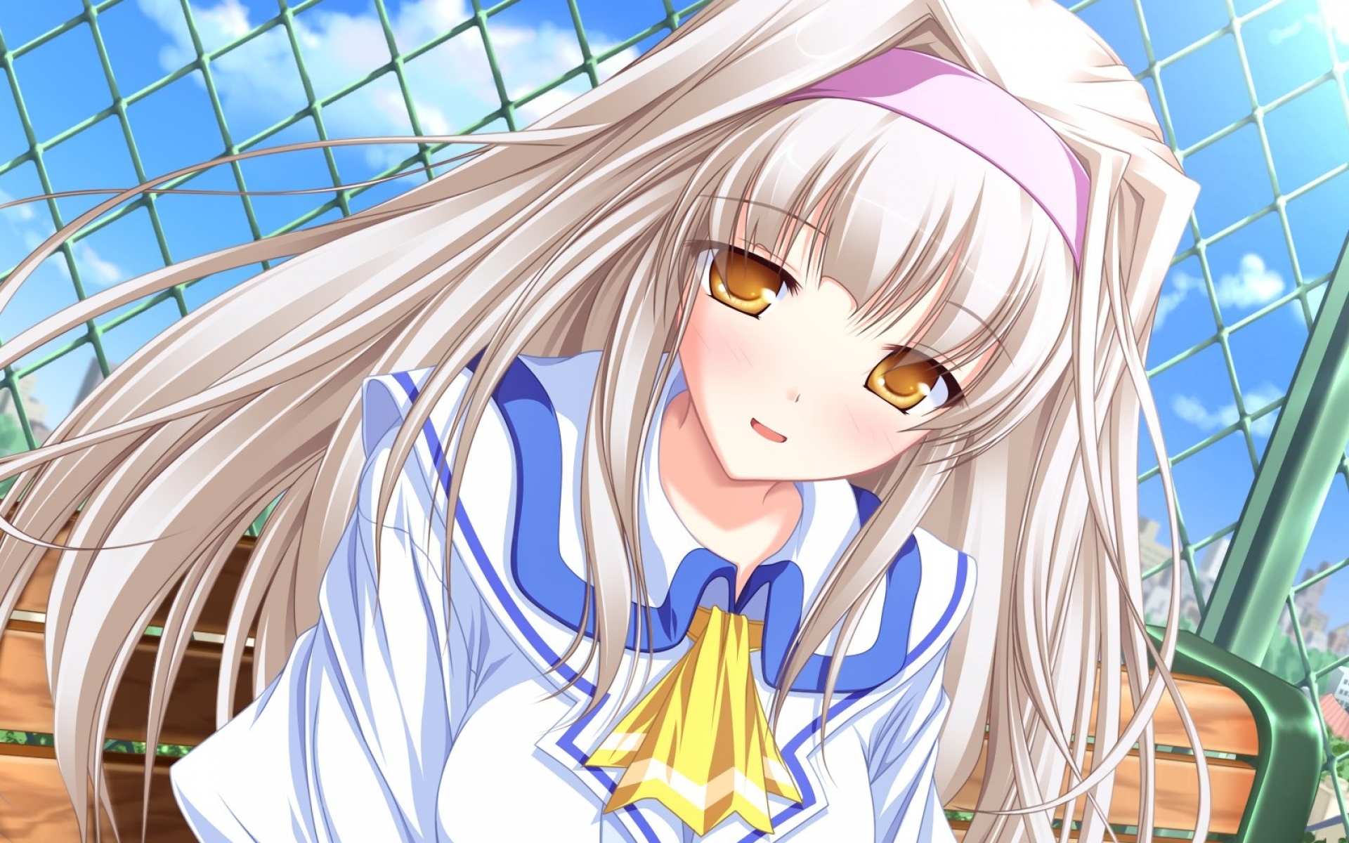 Картинки Tenmaso, inakoi, kuujou hina, девушка, блондинка, скамейка фото и обои на рабочий стол