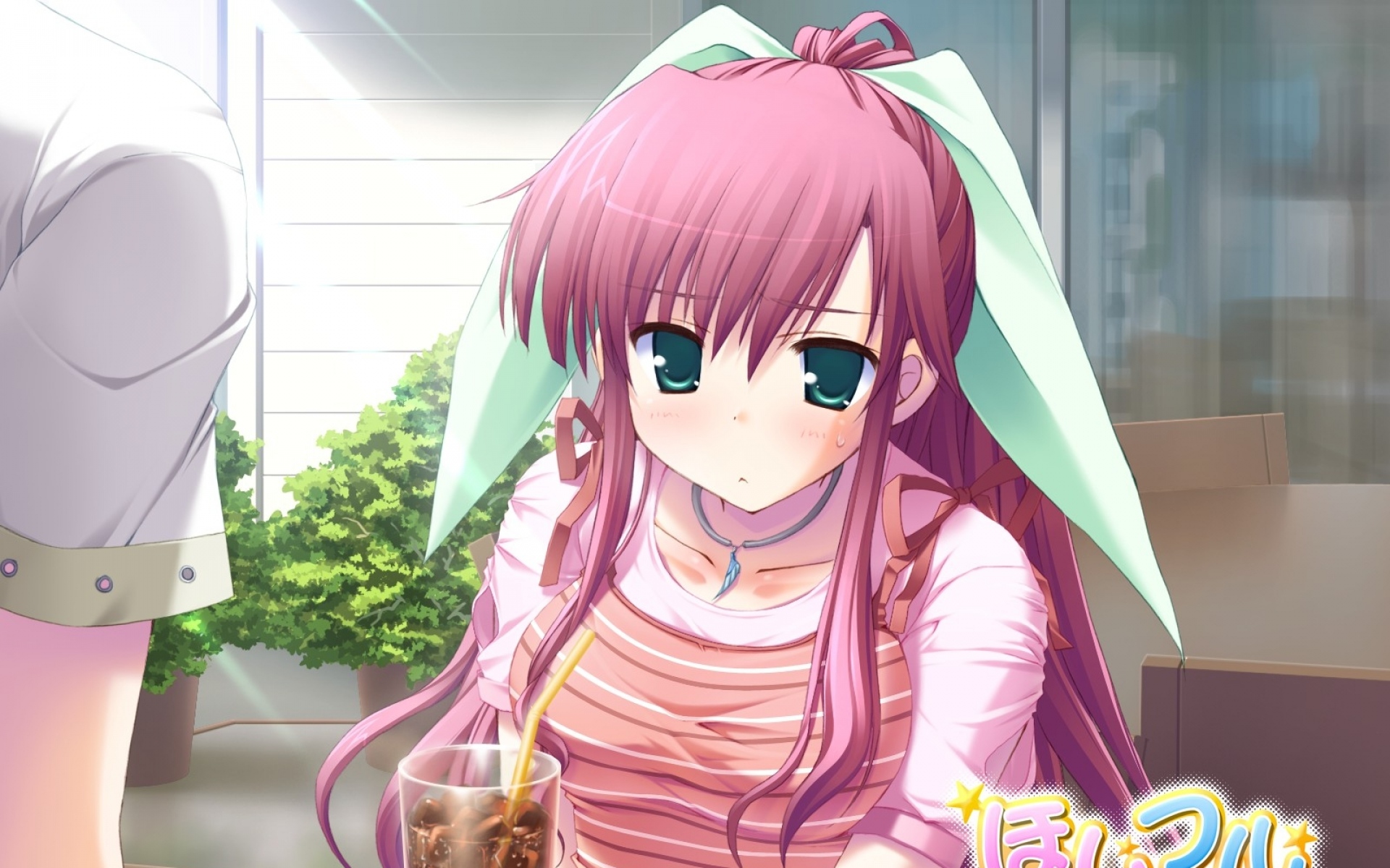 Картинки Ikegami akane, hoshiful, futaba hinata, девушка, стакан, взгляд фото и обои на рабочий стол