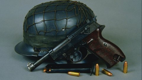 Шлем, пушка, пули, металл, военные