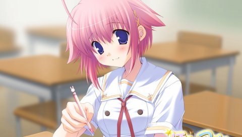 Ikegami akane, hoshiful, takatsuka mizuki, девушка, карандаш, голубые глаза