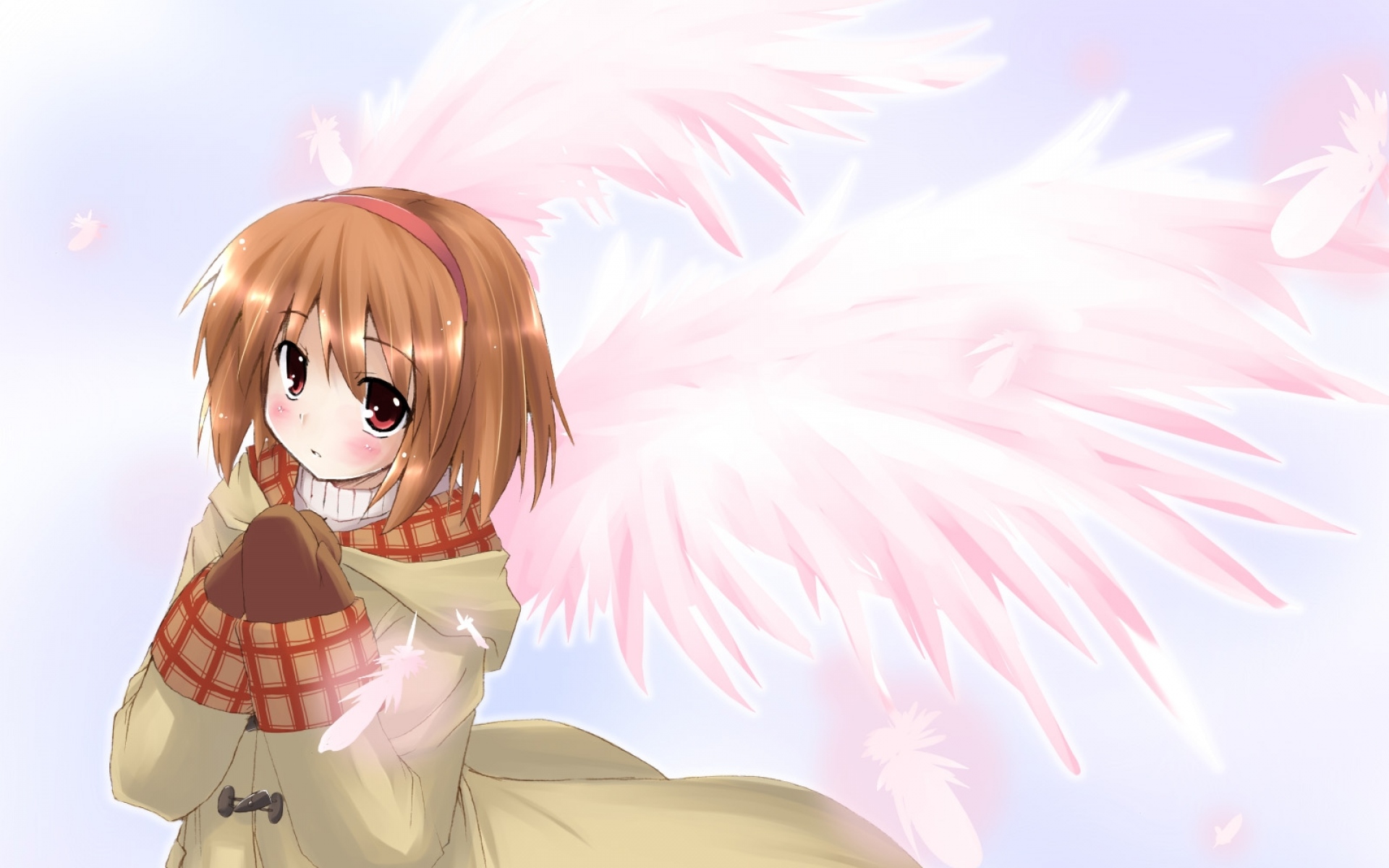 Картинки Kanon, tsukimiya ayu, девушка, пальто, перчатки, крылья фото и обои на рабочий стол