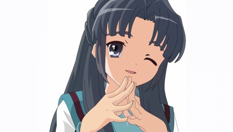 Suzumiya haruhi no yuutsu, asakura ryouko, девушка, подмигивание