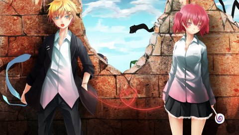Inu x boku ss, девушки, стена, конфеты