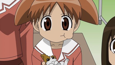 Azumanga daioh, mihama chiyo, девушка, большие глаза, еда