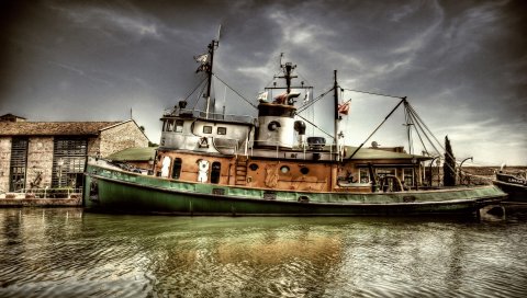 Корабль, море, песок, плавание