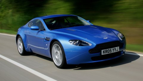 Aston martin v8 vantage, 2005, синий, вид спереди, стиль, асфальт