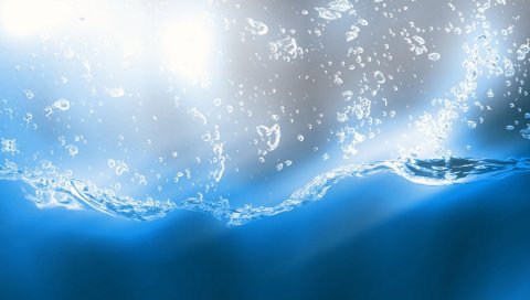 Вода, синий, пузырьки, взрыв