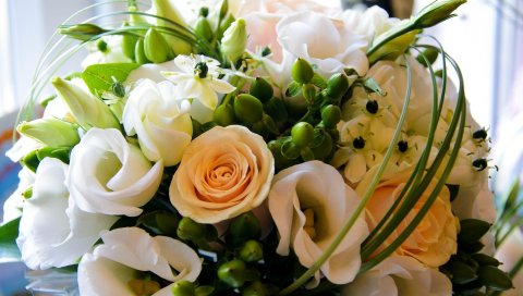 Lisianthus russell, розы, цветы, букет, украшение, элегантный