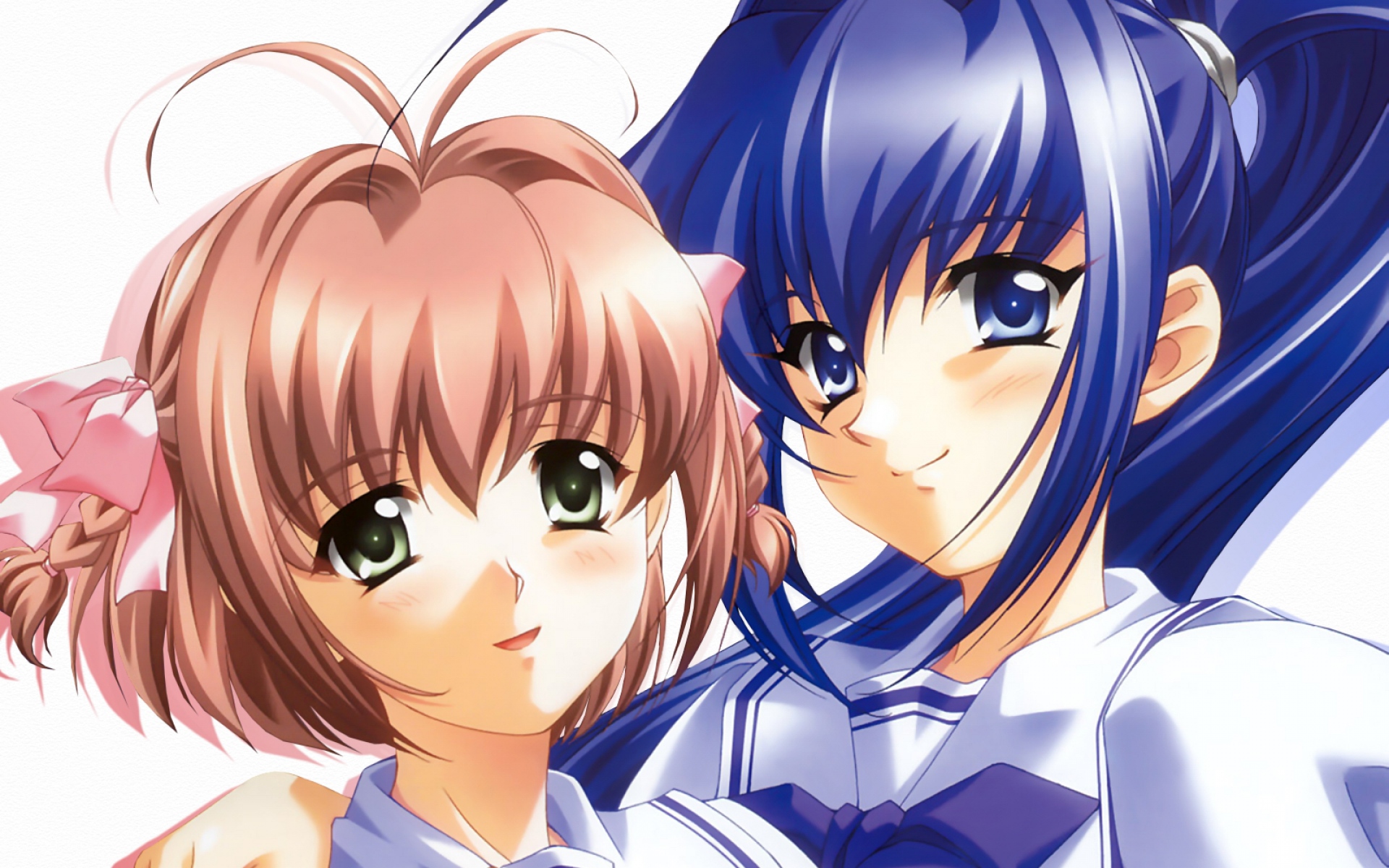 Картинки Kimi ga nozomu eien, девушка, обнять, улыбнуться фото и обои на рабочий стол
