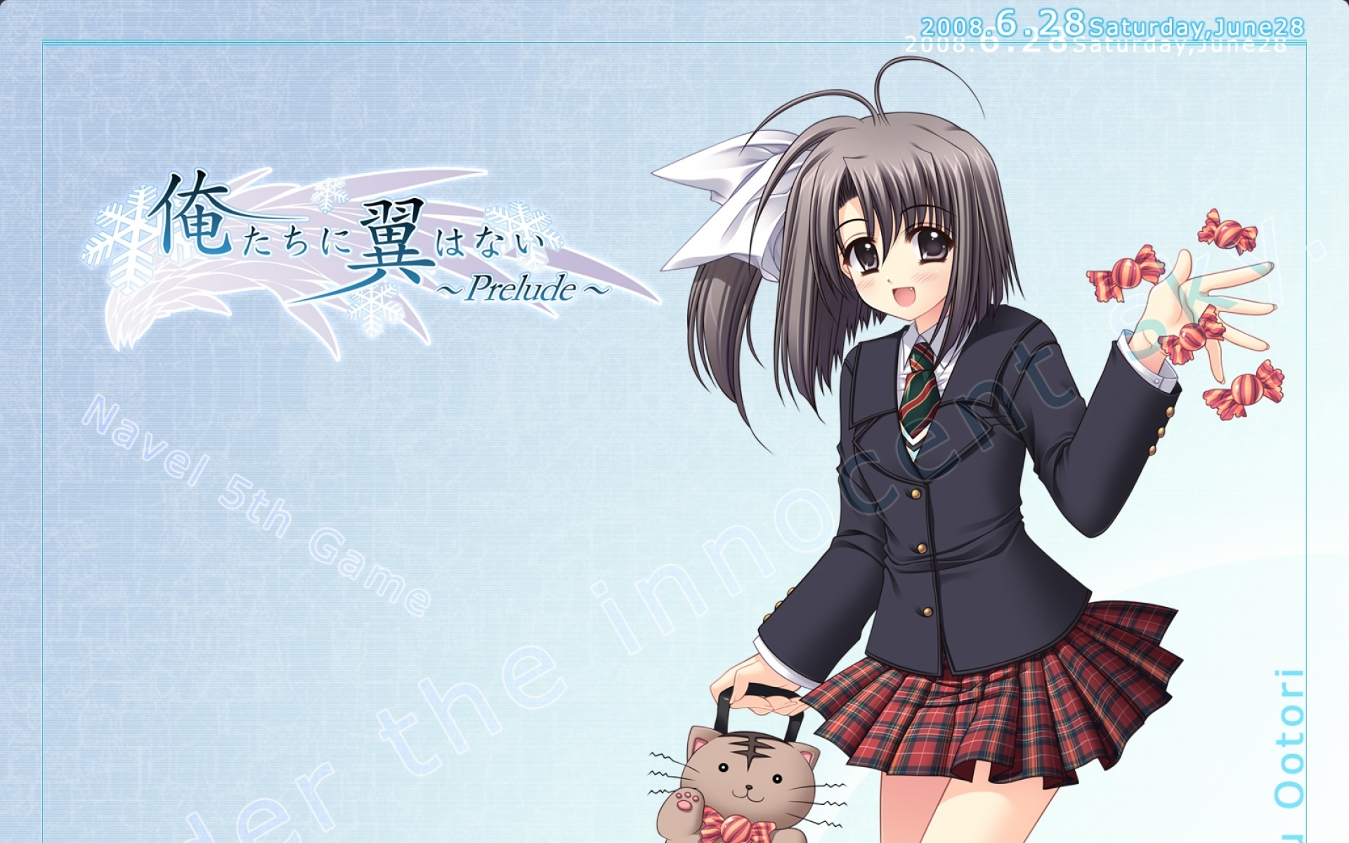 Картинки Nishimata aoi, oretachi ni tsubasa wa nai, ootori naru, девушка, игрушка, кошка фото и обои на рабочий стол