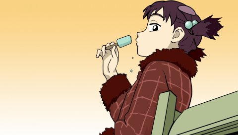 Flcl, ninamori eri, девушка, мороженое,