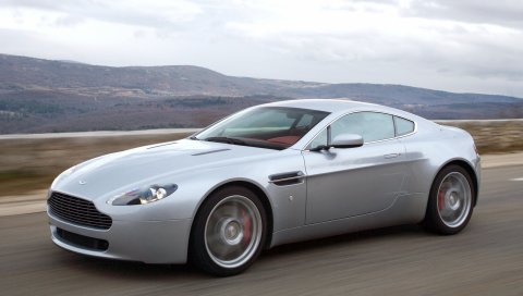 Aston martin, v8, vantage, 2005, серебро, вид сбоку, автомобили, скорость
