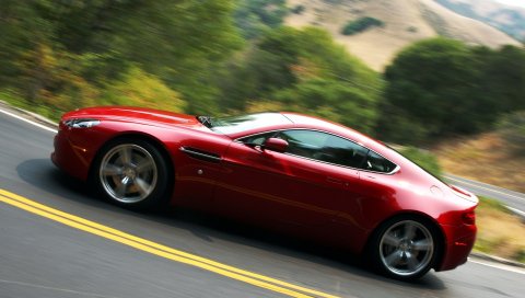 Aston martin, v8, vantage, 2008, красный, вид сбоку, стиль, асфальт