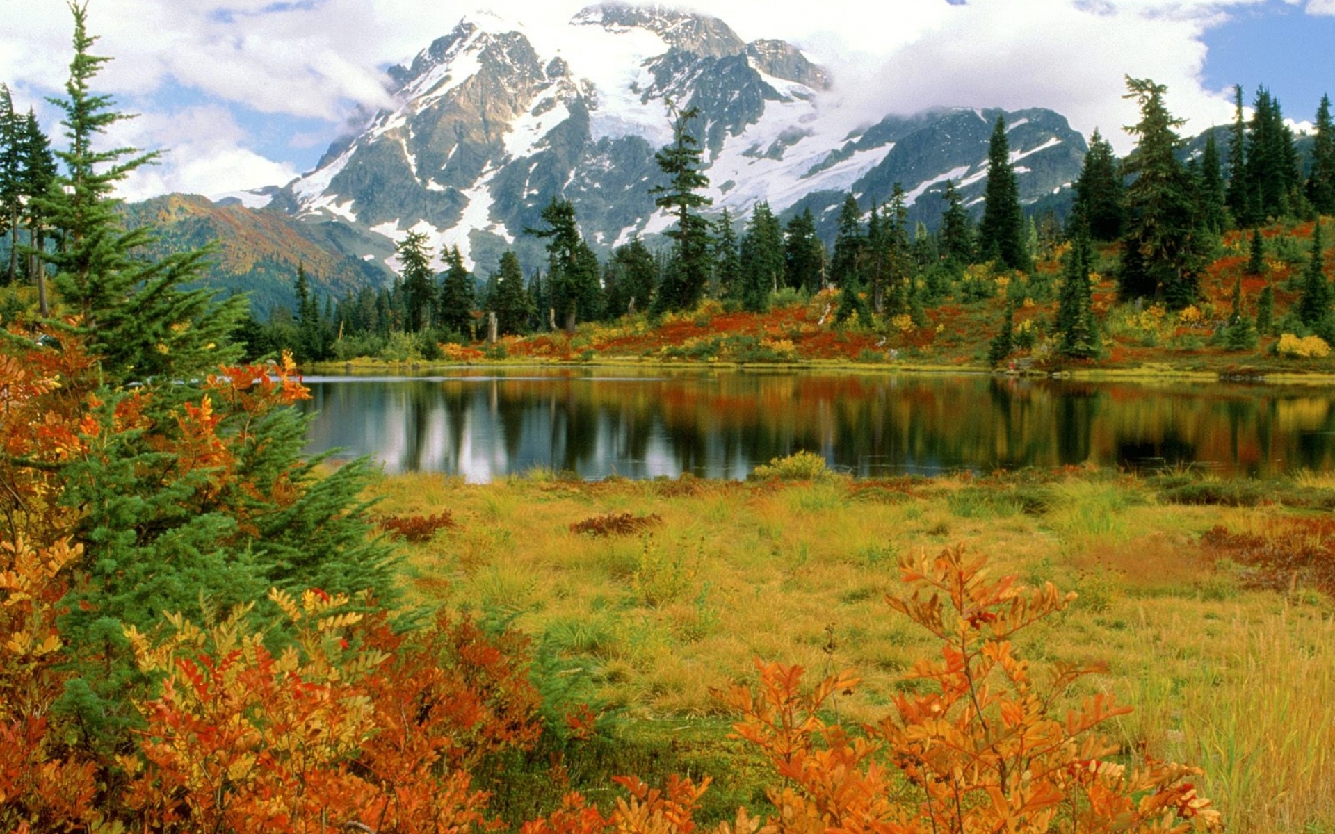 Картинки Гора Шуксан, Вашингтон, парк, озеро, гора, осень фото и обои на рабочий стол