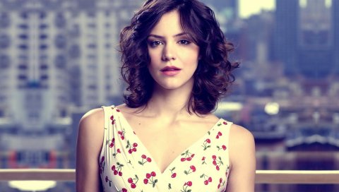 Katharine mcphee, брюнетка, взгляд, платье