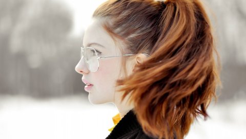 Ebba zingmark, рыжий, профиль, солнцезащитные очки, фон