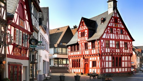 Rhens, germany, улица, здание, аллея, дорога