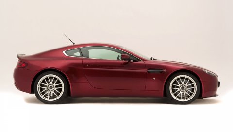 Aston martin v8 vantage, 2007, бордовый, вид сбоку, стиль