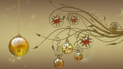 Рождественские игрушки, мячи, пряжа, нитки, узор