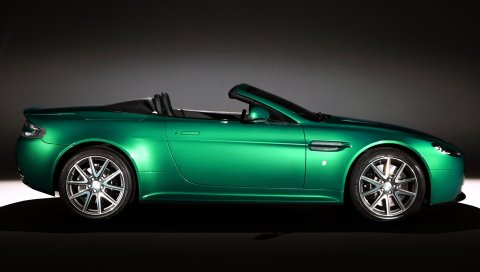 Aston martin, v8, vantage, 2011, зеленый, вид сбоку, стиль