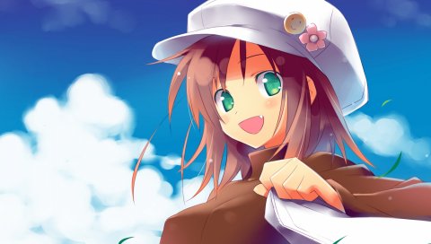Сад, девушка, радость, небо