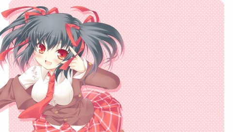 Komi zumiko, девушка, брюнетка, красные глаза, улыбка, чулки, юбка