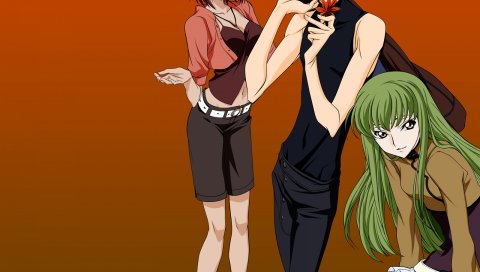 Код geass, cc, lelouch lamperouge, kallen stadtfeld, девушка, улыбка