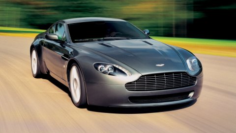 Aston martin v8 vantage, 2005, серый металлик, вид спереди, автомобили, скорость