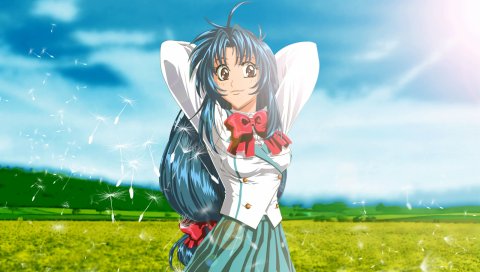 Полная металлическая паника, chidori kaname, девушка, радость, солнце, пейзаж