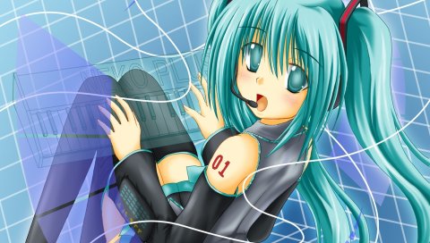 Вокалоид, hatsune miku, девушка,