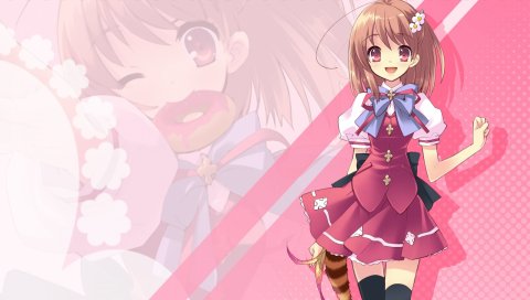 Itou noiji, летающее сердце, inaba yui, девушка, радость, хвост