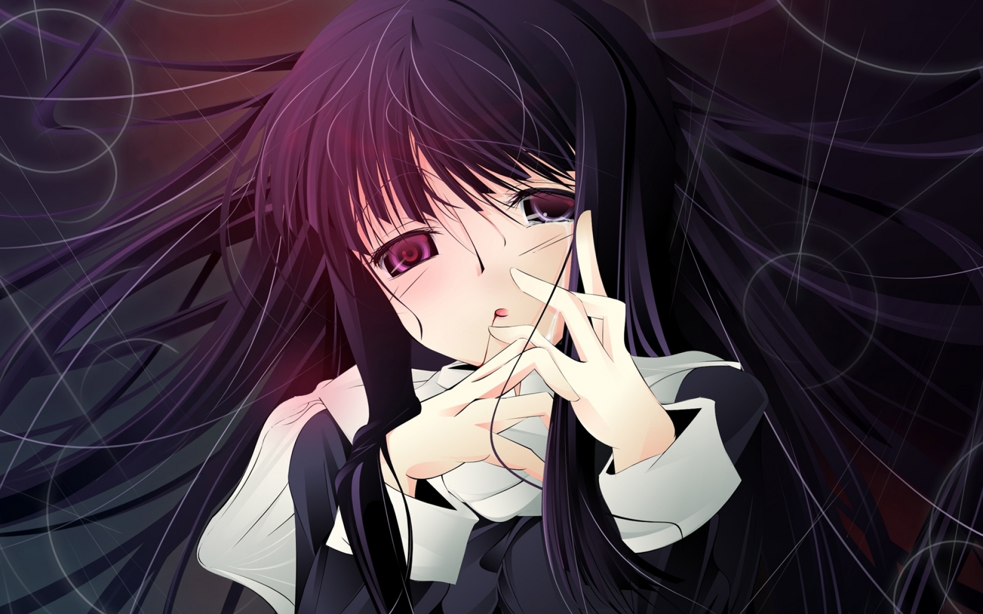 Картинки Kara no kyoukai, asagami fujino, девушка, брюнетка, пальцы фото и обои на рабочий стол