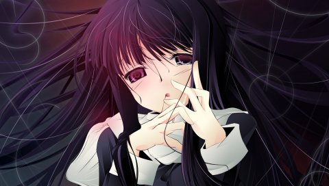 Kara no kyoukai, asagami fujino, девушка, брюнетка, пальцы
