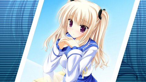 Tenmaso, bra-ban, hibarigaoka yuki, девушка, блондин, поза
