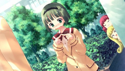 Harukazedori ni tomarigi wo, urashima kanome, девушка, жест, пальцы