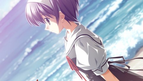 Ef, shindou kei, minori, девушка, небо, взгляд
