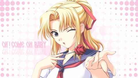 Tsuyokiss cool x sweet, seifuku, девушка, блондин, роза, жест, подмигивание