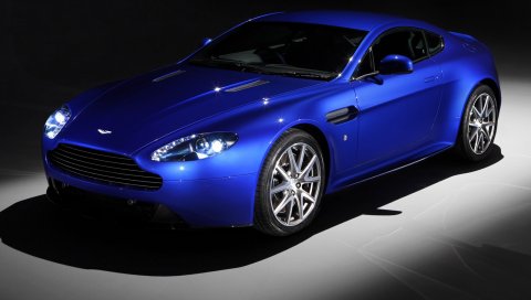 Aston martin, v8, vantage, 2011, синий, вид сбоку, стиль, автомобили