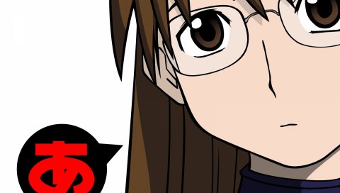 Azumanga daioh, mizuhara koyomi, девушка, очки, крупный план