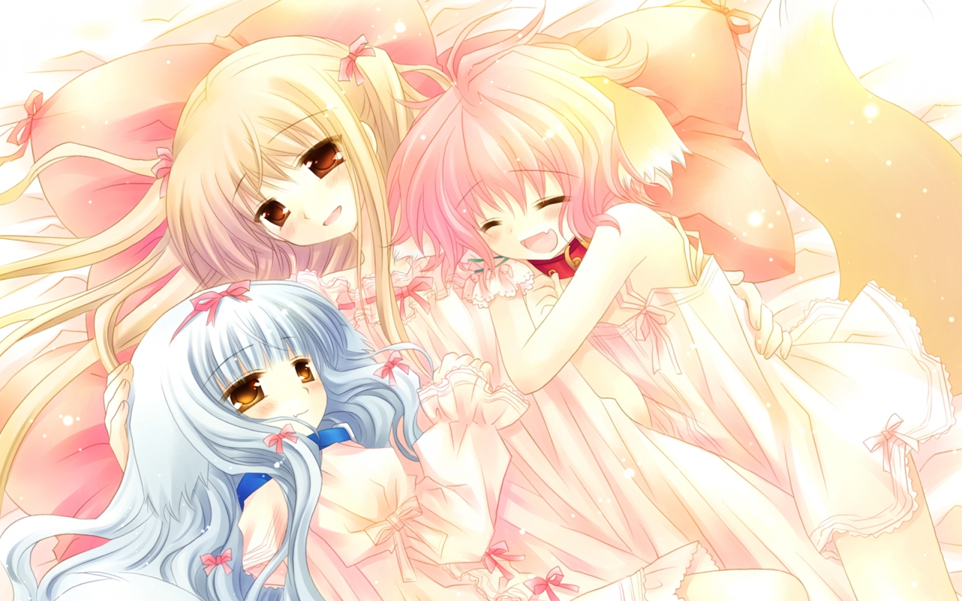 Картинки Sakurazawa izumi, wanko to lily, wanko, lily, wl, touko, girl, hugging, air фото и обои на рабочий стол