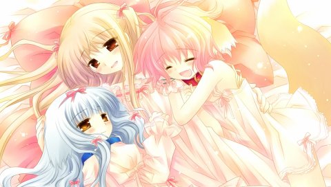 Sakurazawa izumi, wanko to lily, wanko, lily, wl, touko, girl, hugging, air