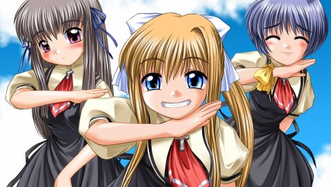 Bosshi, air, kamio misuzu, tohno minagi, kirishima kano, девушка,