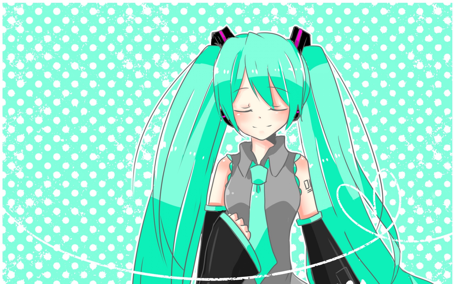 Картинки Вокалоид, hatsune miku, девушка, галстук, улыбка фото и обои на рабочий стол