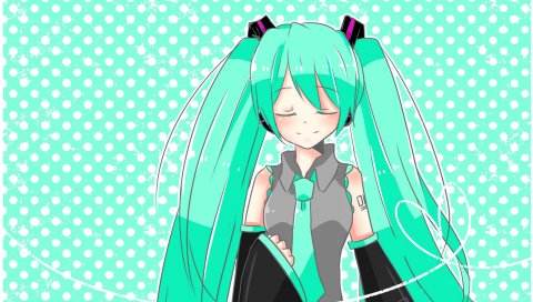 Вокалоид, hatsune miku, девушка, галстук, улыбка