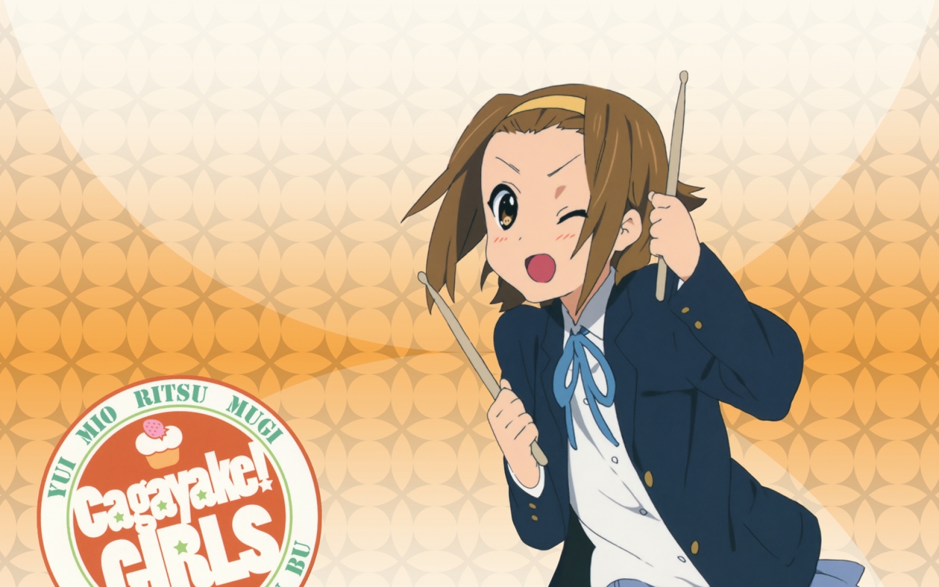 Картинки K-on, тайнака рицу, девушка, барабанные палочки фото и обои на рабочий стол