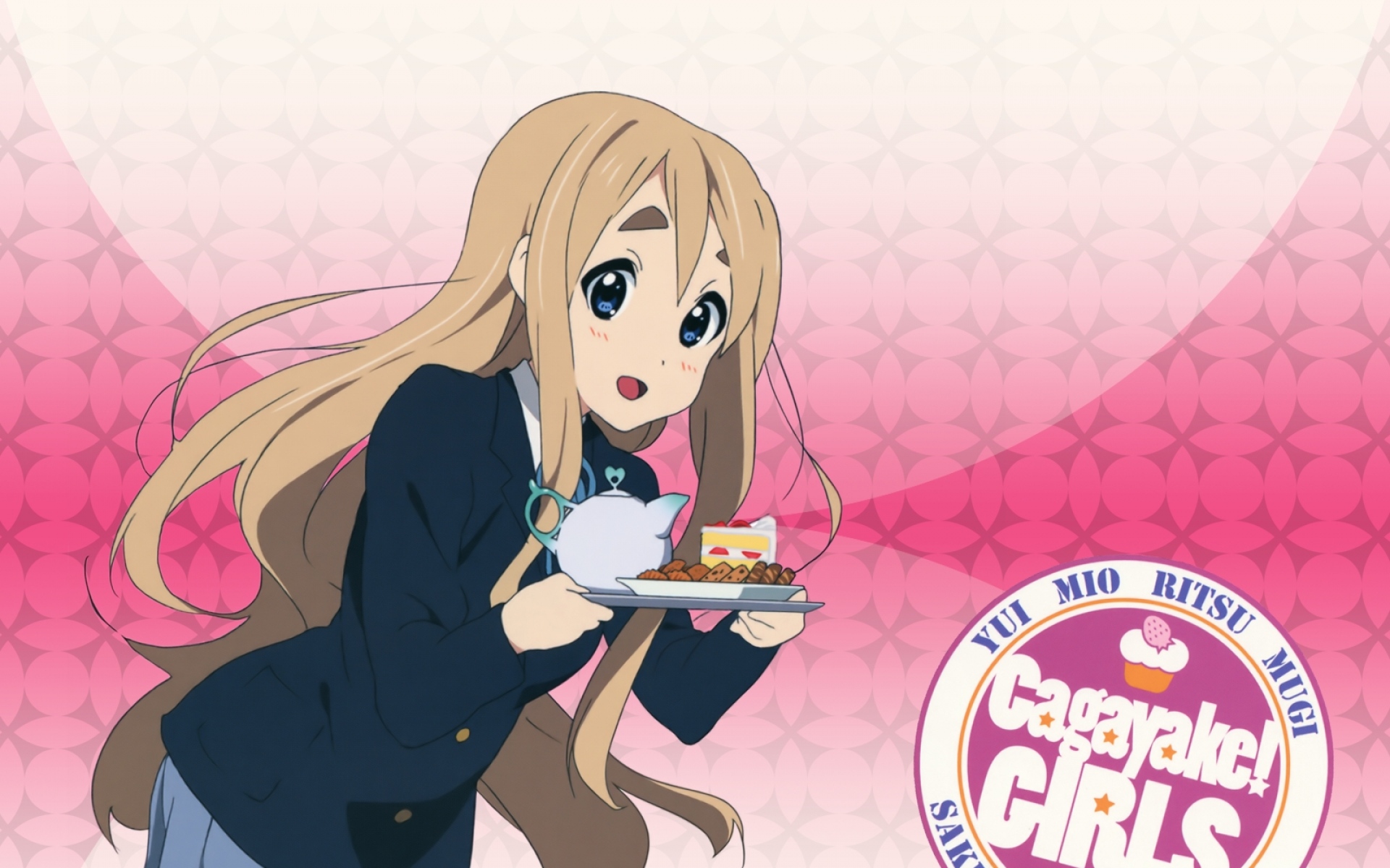 Картинки K-on, kotobuki tsumugi, девушка, чайник, лакомства фото и обои на рабочий стол
